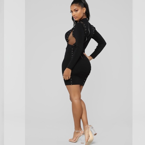 Black Studded & Sheer Dress - Picture 5 of 8